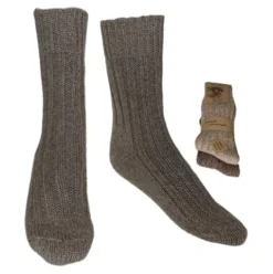 Alpaka Uldstrømper Brun & Beige Tykke 2-pak | Str. 39/42