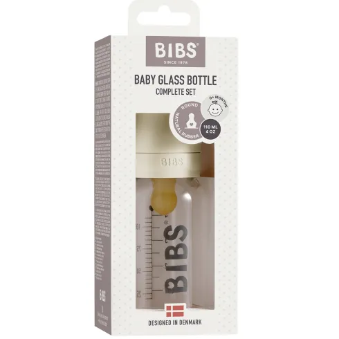 Baby Glass Bottle Complete Set Latex 110ml Ivory