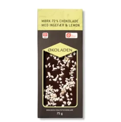 Chokolade Mørk Ingefær/lemon Økologisk 72%