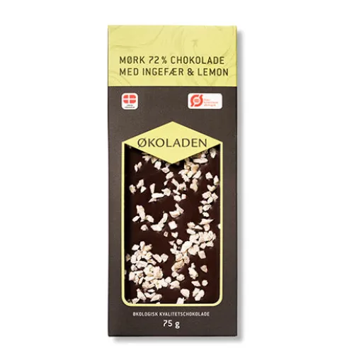 Chokolade Mørk Ingefær/lemon Økologisk 72%