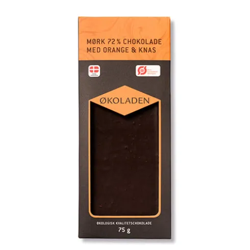 Chokolade Mørk Orange/knas Økologisk 72%