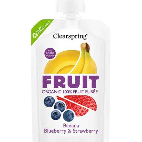 Frugtpuré Økologisk 100 g | Banan Blåbær & Jordbær