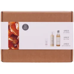 Gaveæske Amber Body Lotion, Shower Gel og Shampoo