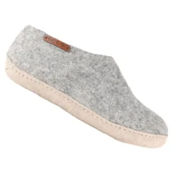 Hjemmesko m. Læder Sål Light Grey | 36