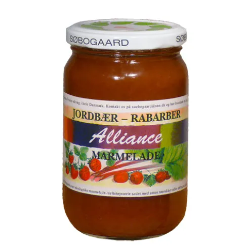Jordbær/rabarber Marmelade Økologisk