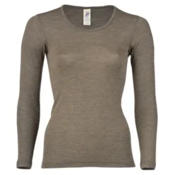 Langærmet Bluse, Uld/silke, Walnut | Str. 46/48