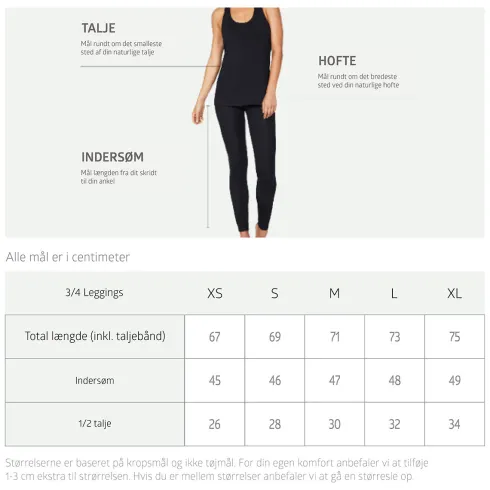 Leggings 3/4 Sort | Str. Xl