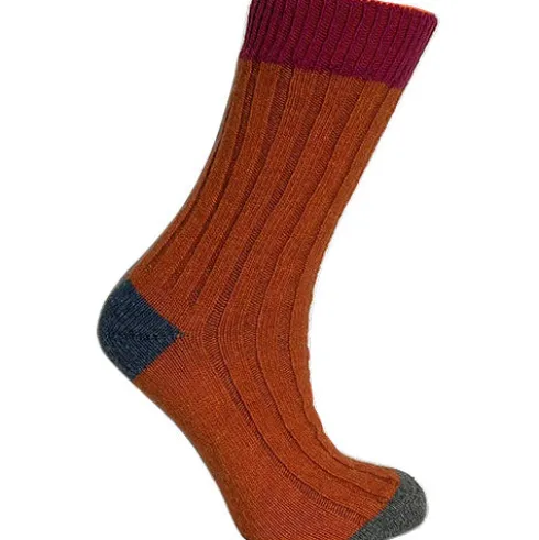 Merinould Strømper Cerise/orange | Str. 43/46