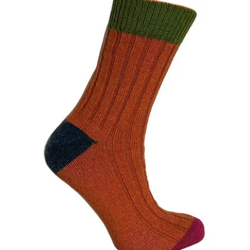 Merinould Strømper Lime/orange | Str. 43/46