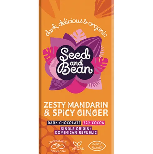 Mørk Chokolade 72% M.mandarin & Ginger Økologisk