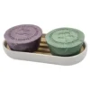 Sæbebar-holder I Bambus Med Hvid Rist