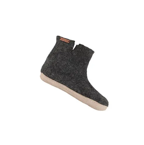 Uldstøvle m. Læder Sål Dark Grey | 36