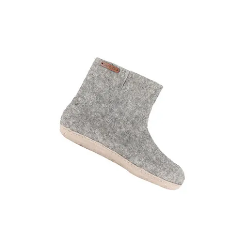 Uldstøvle m. Læder Sål Light Grey | 37