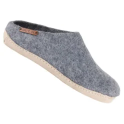 Uldtøffel m. Læder Sål Denim | 37