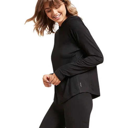 Women´s Long Sleeve Hooded T-shirt Black | Str. Xs