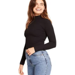 Women's Ribbed Turtleneck Top Sort | Str. M